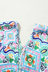 White Boho Floral Printed Rhinestone 3/4 Sleeve Open Front Kimono